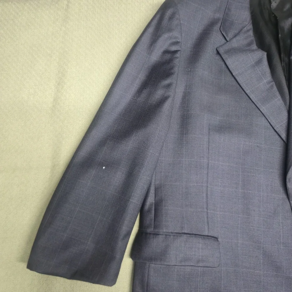 Burberry London Blazer Sport Coat Mens 52 Portly Gray Plaid 100% Wool Boyds Phl